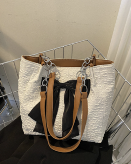 Bow decoration Varsity handbag